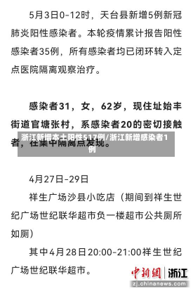 浙江新增本土阳性517例/浙江新增感染者1例