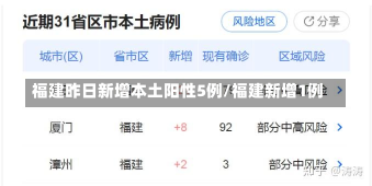 福建昨日新增本土阳性5例/福建新增1例