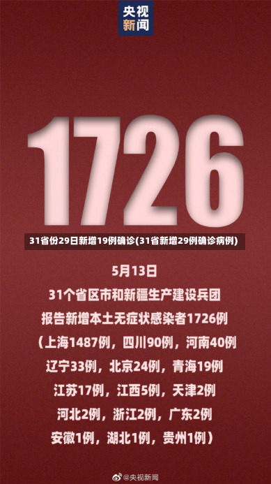 31省份29日新增19例确诊(31省新增29例确诊病例)