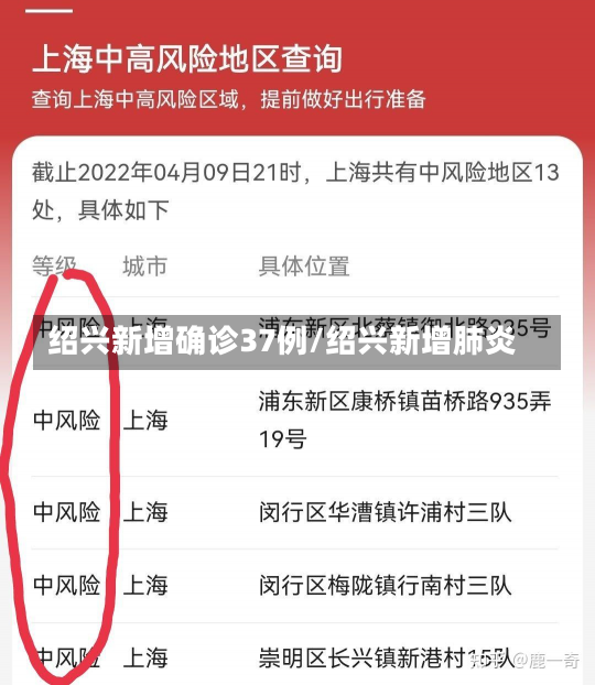 绍兴新增确诊37例/绍兴新增肺炎