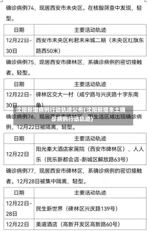 沈阳新增病例行动轨迹公布(沈阳新增本土确诊病例行动轨迹)