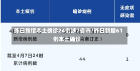 昨日新增本土确诊24例涉7省市/昨日新增61例本土确诊