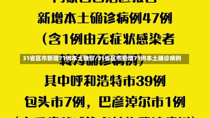 31省区市新增71例本土确诊/31省区市新增71例本土确诊病例