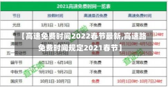 【高速免费时间2022春节最新,高速路免费时间规定2021春节】