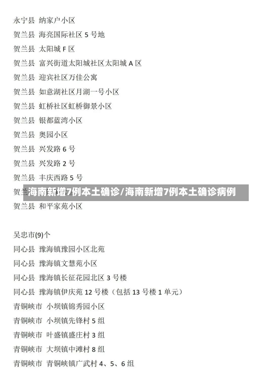 海南新增7例本土确诊/海南新增7例本土确诊病例