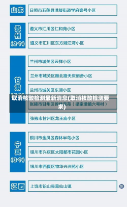 取消核酸检测最新消息(取消核酸检测要求)